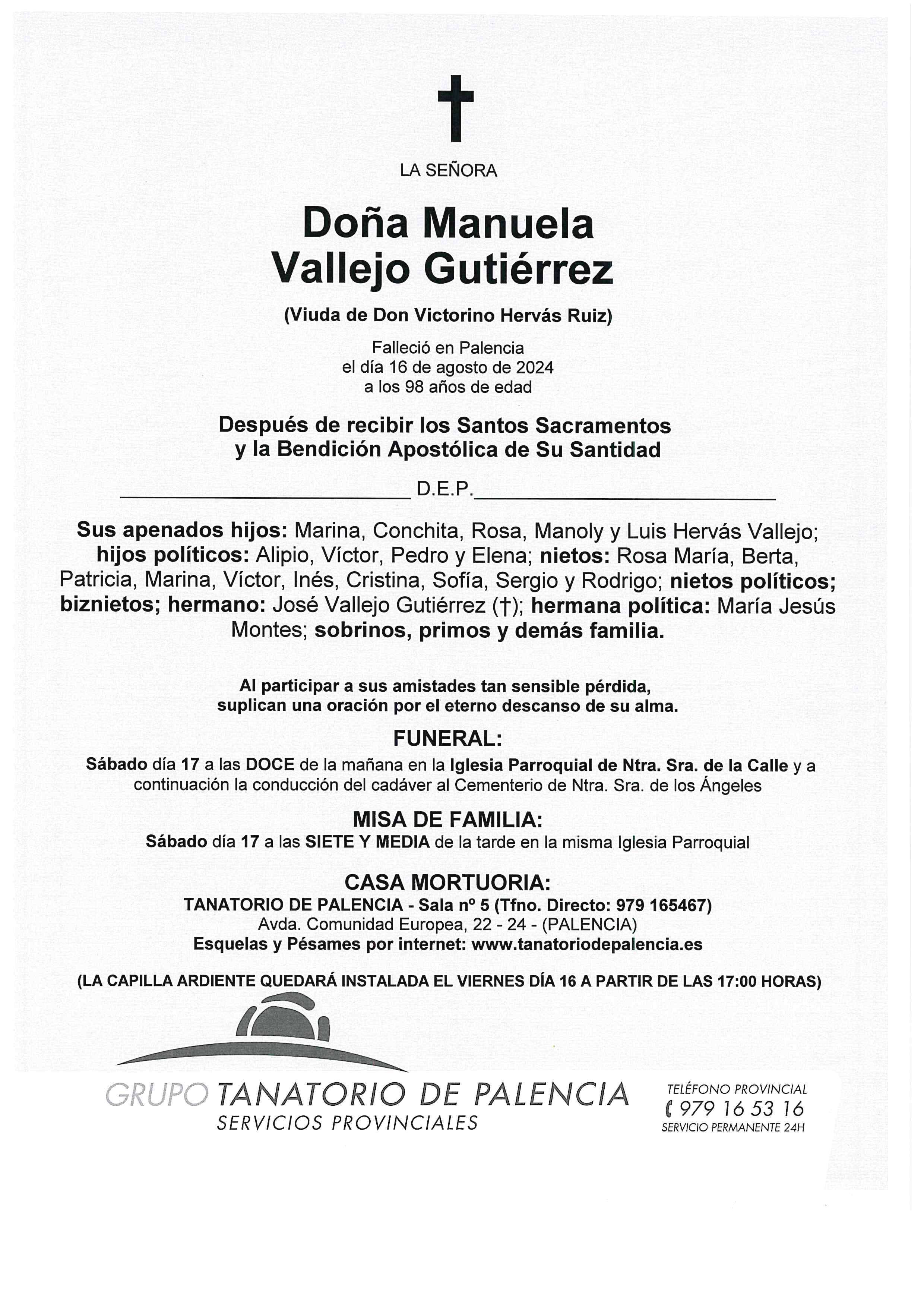 LA SEÑORA DOÑA MANUELA VALLEJO GUTIÉRREZ